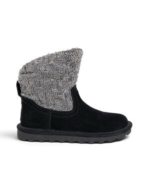 BEARPAW Virginia Suede Knit Shearling Winter Boots Black Size 6